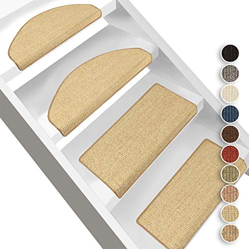 Floordirekt Sisal Stufenmatten innen 1 Stück eckig, Treppenstufen Matten für Holztreppen, antirutsch Treppenteppich Selbsklebennd und Allergikerfreundlich (Natur, ohne Lippe 65 x 23,5 cm)
