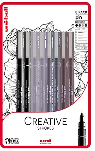 Uni-ball Creative Strokes 8 delar uni-pin fineliner ritpennor, blandade färger