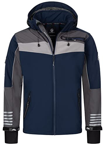 Rock Creek Herren Softshell Jacke Outdoor Jacke Windbreaker Übergangsjacke Anorak Kapuze Regenjacke Winterjacke Herrenjacke Jacket H-288 Navy 3XL