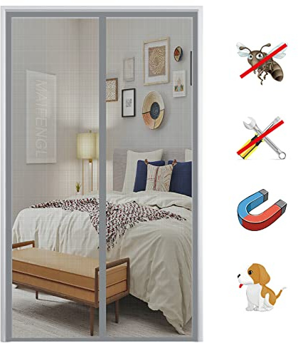Zanzariera Magnetica per Porte, Anti Insetti Traspirante Tenda Zanzariera Chiusura Automatica, Facile da Installare, per Balcone Soggiorno Ingresso-Gray|| 90x205cm(35x80inch)
