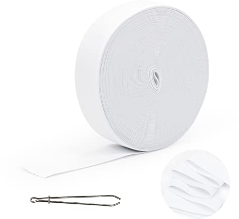 Chornow 15M Gummiband Weiß 30mm Breit, Nähen Elastisches Band Gummilitze mit Gummiband Nadeleinfädler für DIY Handwerk Nähzubehör
