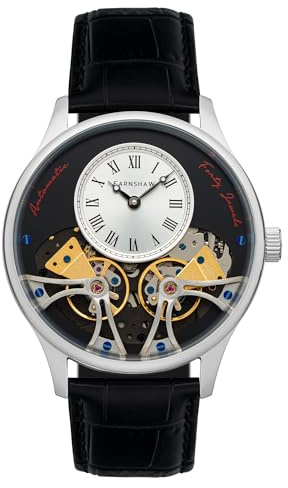 Thomas Earnshaw Scientists Faraday Herren Automatikuhr Doppelzylinder mit Lederband 44mm Silber Modern ES-8179, Silber, Modern