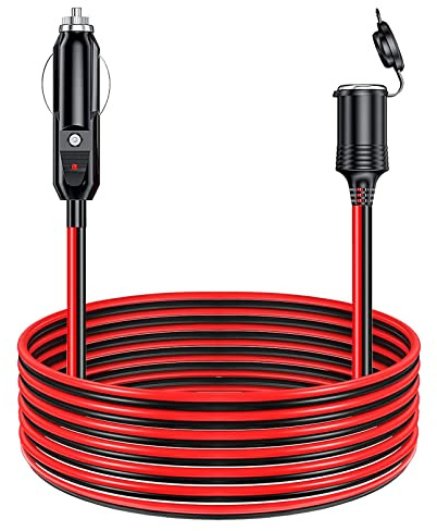8 Meter Cable de Extensión del Encendedor de Cigarrillos de Coche 12V-24V 16AWG Cable Alargador Mechero Coche con Fusible de 15A, Encendedor de Cigarillo Enchufe Macho a Hembra Toma para Coche