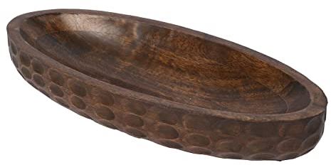 Samhita Dekorative Schale aus Mangoholz, Heimdekoration, Heimdekoration, Tafelaufsatz, Bauernhaus, Land, Restaurant, Café (35,6 x 15,2 x 5,8 cm)