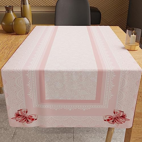 PETTI Artigiani Italiani - Accessori Tessili da Cucina, Runner da Tavolo Elegante 40x140 cm in Microfibra, Tovaglia Tavola in Stampa Digitale Fiocco Rosa, 100% Made in Italy
