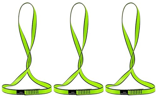 AINIKEY 18MM Nylon Climbing Sling Runner 23KN CE2008/EN566 Rock Climbing Webbing Straps for Outdoor Climbing, Rappelling, Swing, Yoga Hammock etc（Green | 60cm / 24inch | Pack of 3）
