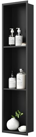 Neodrain Stainless Steel Shower Niche Wall Insert Recessed 3-Tier Shelf Shower Storage for Bathroom 90 x 20 cm, Black