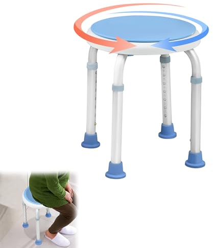 Suusolny 360° Drehbarer Duschhocker Höhe einstellbar 36-51cm Duschhilfe rutschfest Badhocker Duschstuhl Badehocker Badsitz Duschsitz für Schwangere Alte