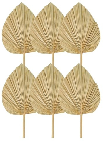 Yssevlon 6PCS Dried Palm Leaves Natural Dried Palm Fans,Large Palm Spear for Boho Wedding Decor,Tropical Palm Leaves Decoration Easy to Use S