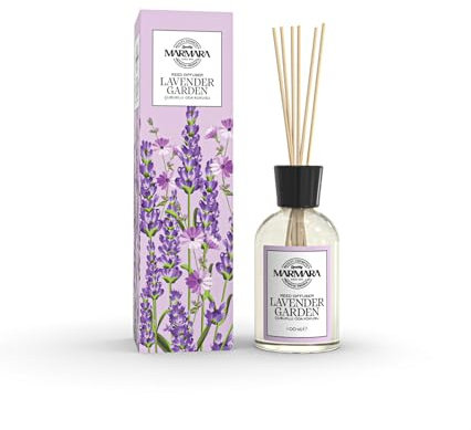 MARMARA - LAVENDER GARDEN Raumduft mit Stäbchen 100ml | Raum-erfrischer mit Lavendel Salbei, Rose Sandelholz Duft Aroma | Diffuser mit Stäbchen | Lufterfrischer Wohnung | Room Fragrance