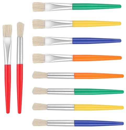 10 Stück Pinselset Kinder Acrylfarbe Künstlerpinsel Set Flacher Bunt Borstenpinsel Aquarell Ölmalpinsel Wasserfarben