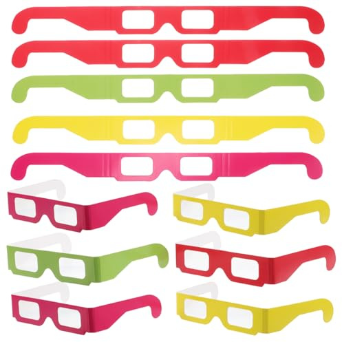 Vaguelly 20 StüCk 3D Brillen FüR Musikpartys Und Feiertage Bunte Lichtshow Beugungsbrille FüR Lange Tragezeiten