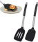 2 Stücke Pfannenwender, Pfannkuchenwender Silikon Good Grip Schlitz Turner Spatel,Pfannenwender Silikon Zum zum Kochen, Backen, Pfannkuchen, Schwarz,34.8cm