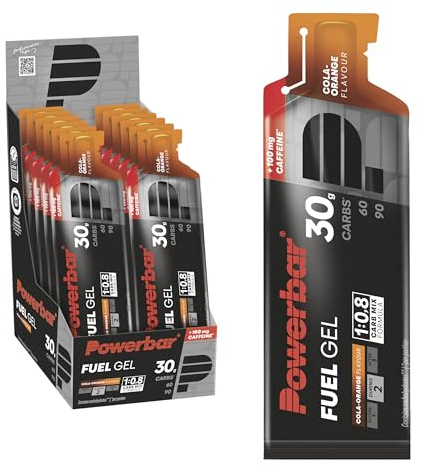 Powerbar - Black Line - Fuel 30 Gel - Cola-Orange - 12x50ml - Gel Énergétique Riche en Glucides - 100mg de Caféine