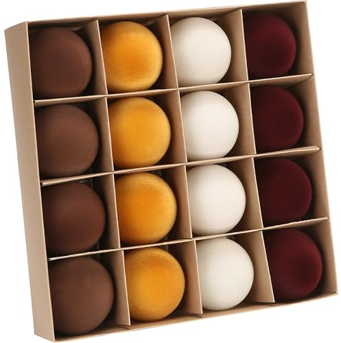 Sea Team - Lot de 16 boules de Noël en velours floqué pour sapin de Noël, décoratives, boules incassables en plastique pour sapin de Noël, guirlande, couronne, 80 mm/3,15 pouces, Lever de soleil