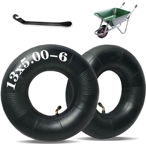 2 PCS Chambre a Air 13x5.00-6, Tubes Intérieurs de Remplacement avec Valve TR13 Chambres à air de Roue Brouette Pneu de Rechange Roue avec Une Forte capacité de Charge, pour brouette, Tondeuse