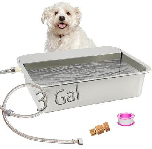 3 Gallon Automatic Dog Water Dispenser 304 Stainless Steel, Large Self-Filling Pet Water Bowl with Float Valve, Auto Animal Waterer for Dogs, Livestock, Horse, Goat, Pig