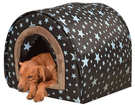 Casa de invierno para perros, cama extraíble y lavable para mascotas, puerta de tela flexible, refugio mediano para perros, plegable, ligera, aislada, para interiores y exteriores, clima frío