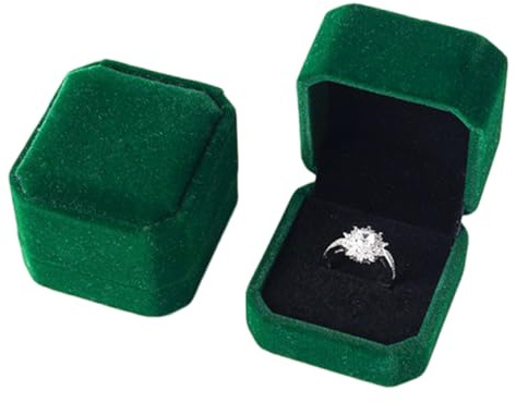 Copbopwn Velvet Ring Box Engagement Ring Boxes for Jewellery Wedding Ring Box Wedding Day Gifts Earring Gift Boxes for Proposal Engagement Ceremony Women Men (green)