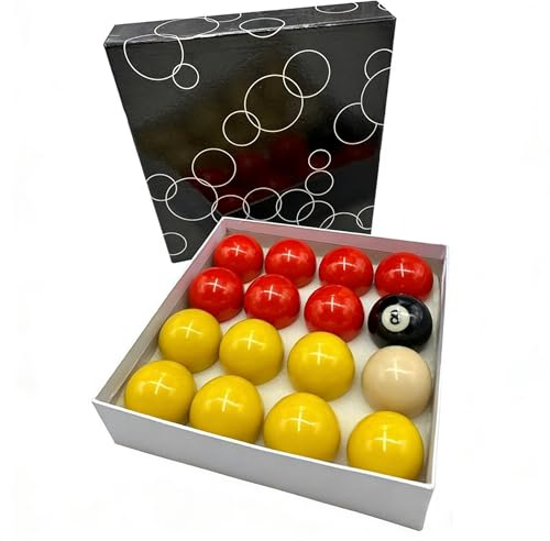Sinsilvie Pool Balls Set,Pool Table Ball,RED & YELLOW 2 UK Competition Ball,2″,2-1/16″, 2-1/4″Multi-size Pool Billiards Set (Red & Yellow, 2“ (50.8mm))