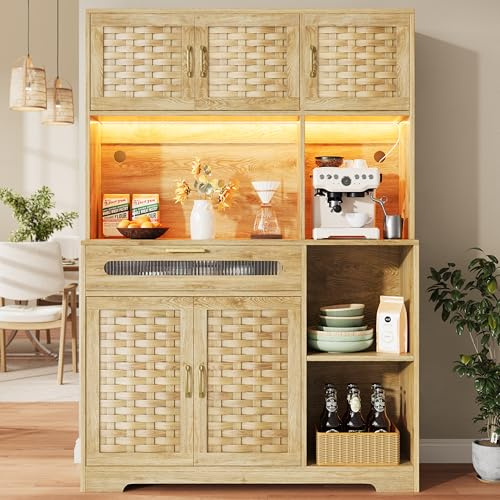 Armadio alto per soggiorno (120 x 40 x 180 cm), armadio da cucina, sala da pranzo con cassetti, ante in tessuto MDF, armadi con illuminazione a LED, vetrina per cucina, soggiorno, sala da pranzo, bar