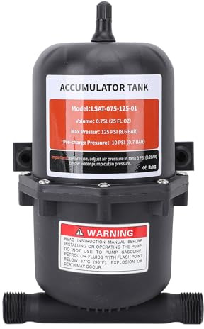 YWBL-WH RV Pre Pressurized Accumulator Tank 0,75L 125PSI med 1/2 MNPT Port, Robust Minitrycktank för RV Caravan Båtvattensystem, Reducerar Pumpljud och Frekventa Starter