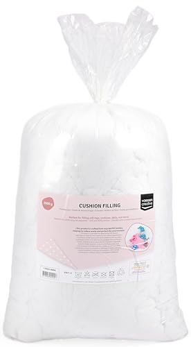 Vaessen Kreativ fyllning för hantverk – 2 000 g mjuk polyesterkudde fyllning-plyschfyllning för stickade leksaker, virkning, kuddar och nallebjörnar – allergivänlig och tvättbar, vit, 2 000 g