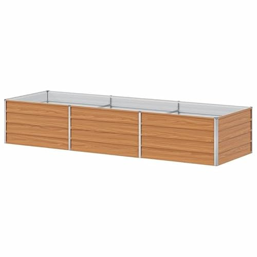 Bancal de acero galvanizado de 240 x 80 x 45 cm, duradero y resistente a la intemperie para jardín, balcón o terraza, ideal para verduras, hierbas y flores