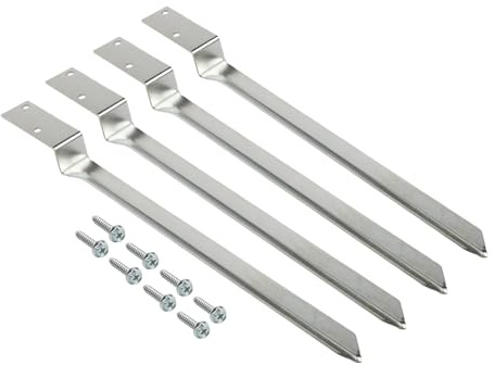 Kit di ancoraggio a terra in acciaio zincato per pali basculanti in legno, 4 manicotti + 8 viti, antiruggine, non richiede calcestruzzo, 520 x 60 mm