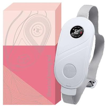Calentador menstrual para calambres: cinturón térmico vibratorio, calentador de abdomen inalámbrico, accesorio para aliviar el estómago con ajuste ajustable | Solución para el dolor Mujeres, Niñas, So