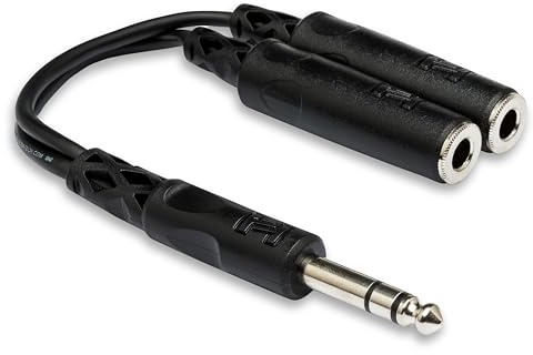Hosa YPP-118 Y Cable, 1/4 Inch TRS to Dual 1/4 Inch TRSF