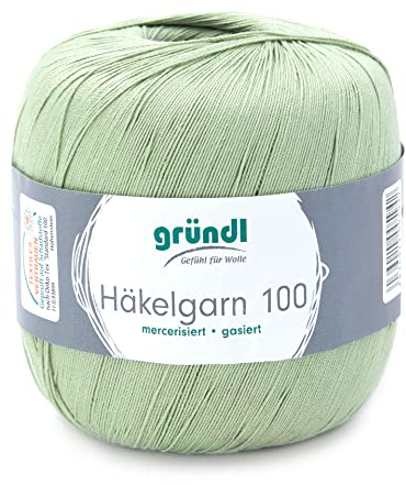 Häkelgarn 100 Gründl 100% Baumwolle, Filetgarn,häkeln, 100g 566 m,NS -2,Stärke 10 (123 grün)