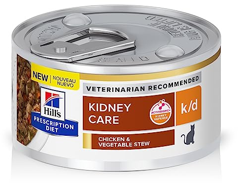 Hill's Prescription Diet k/d Kidney Care Wet Cat Food, Chicken & Vegetable Stew, 2.9 oz. Cans, 24-Pack