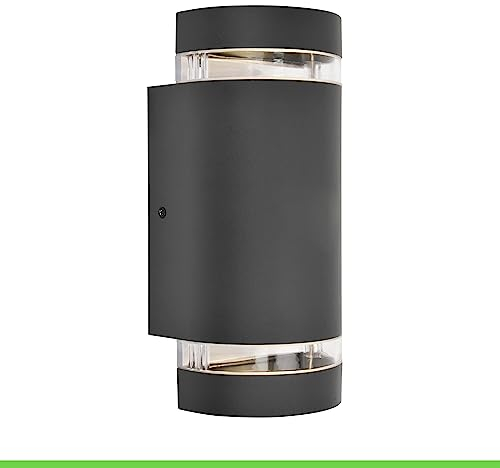 Außenwandleuchte FOCUS in Anthrazit,Wandleuchte aus Aluminium m.GU10-Fassung,max. 35W, Außenleuchte mit Up- & Down-Effekt,moderne Außenlampe, wetterfeste Wandlampe,geeignet für LED&Smart Leuchtmittel
