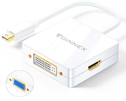 FOINNEX Mini DisplayPort auf HDMI VGA DVI Adapter, Mini DP zu HDMI VGA DVI Konverter Microsoft Surface Pro 6 5 4 3 Video Display Thunderbolt 2 Converter für Mac MacBook Pro Air MS Surface Book iMac