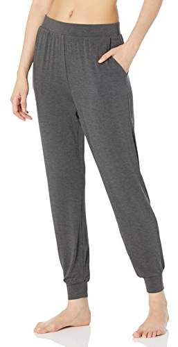 Amazon Essentials Women's Lightweight Knit Jersey Pajama Pants, Relaxed Fit Jogger Lounge Sleep Wear with Pockets, Charcoal Heather, Medium