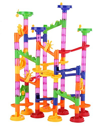 Zerodis 105pcs Pista de Canicas Marble Run Juguete, Educación Temprana Bloques de construcción de Pista de Embudo de plástico de Juguete de la Diapositiva para los niños pequeños