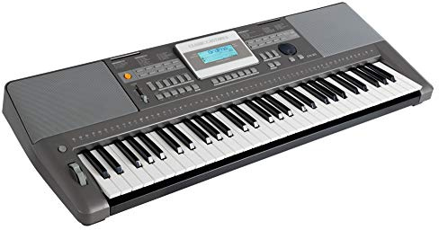 Classic Cantabile CPK-303 Keyboard - 61 Tasten mit Anschlagdynamik - 508 Klänge und 180 Begleitrhythmen - Anschlüsse für Kopfhörer und Sustain-Pedal - grau