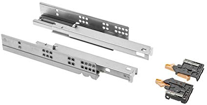 MS Beschläge Unterflurführungen 1 Paar Schubladenauszüge Schubkastenauszug mit Soft Close System Vollauszug 45mm Höhe Schubladenschienen Selbsteinzug (300mm)
