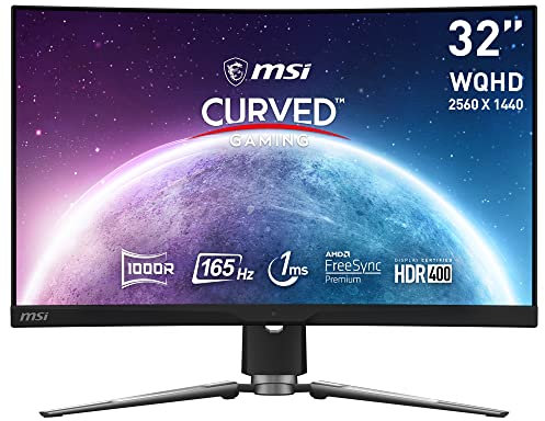 MSI MPG ARTYMIS 323CQR Monitor Curvo para Gaming WQHD 31.5 Pulgadas - 1000R, Panel 2560 x 1440 VA, 165Hz / 1ms, FreeSync Premium, DisplayHDR 400, Soporte Ajustable Mystic Light - DP 1.2a, USB Tipo C