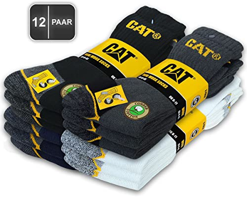 Caterpillar 12 par CAT REAL WORK SOCKS: arbetsstrumpor, dam, herr, arbetsstrumpor, affärsstrumpor, låga, storlek 35–50