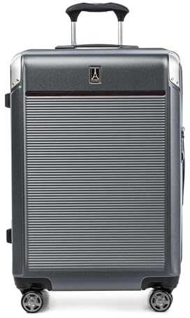 Travelpro Platinum Elite Hardside Expandable Suitcase, 8 Wheel Spinner, TSA Lock, Hard Shell Polycarbonate Suitcase, Vintage Grey, Compact Carry on 56x36x23 cm