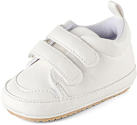 Cheerful Mario Scarpe Neonato Scarpine Primi Passi Scarpine Bimbo Infante Prewalker in Pelle Antiscivolo Suola Morbida Bianco Solido 12-18 Mesi