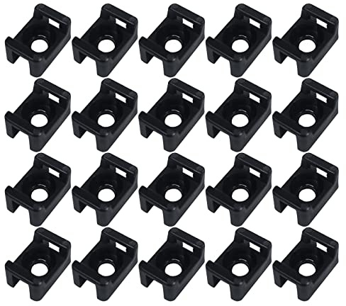 200 unids Nylon Cable Tie Mount Base de montaje de tornillo Cable Tie Base Cuna Tipo Sillín Soporte de alambre para alambre y ordenado de cables, Pasa Cables