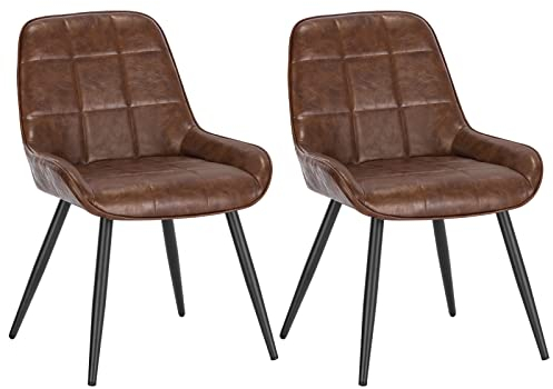 WOLTU Esszimmerstühle 2er Set, Polsterstuhl Kunstleder, Küchenstuhl gepolstert, Akzentstuhl für Wohnzimmer Schlafzimmer Küche, ergonomischer Stuhl mit Rückenlehne, Braun, BH332br-2