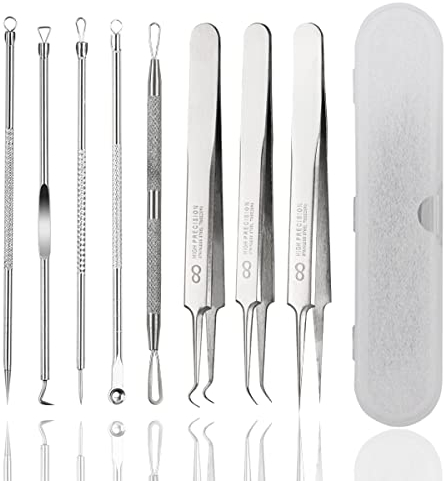 5 Stk. Pickel Ausdrücken Werkzeug Komedonenquetscher Pickel AusdrüCken Akne Mitesser Entferner Extraktor Tools Edelstahl Pinzette Spitz