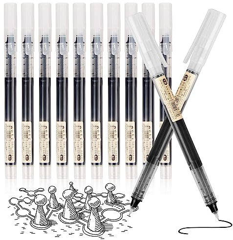 Surcotto Gelschreiber, 12 Stück 0,5 mm schwarze Gelschreiber, ultraschnell trocknend, Gelstift zum Schreiben, Zeichnen & Konturieren, schwarze Stifte für Studenten, Erwachsene