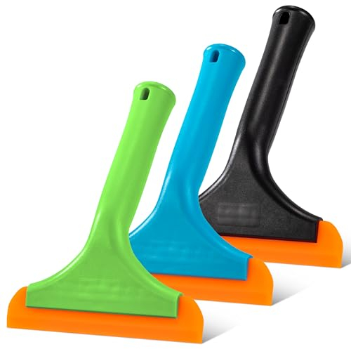 Heveer Silikon Fensterabzieher Klein Scheibenabzieher Auto rutschfeste Duschabzieher Abzieher Klein für Fensterreiniger Badezimmer Reinigungs Spiegel Glas 3 Stück