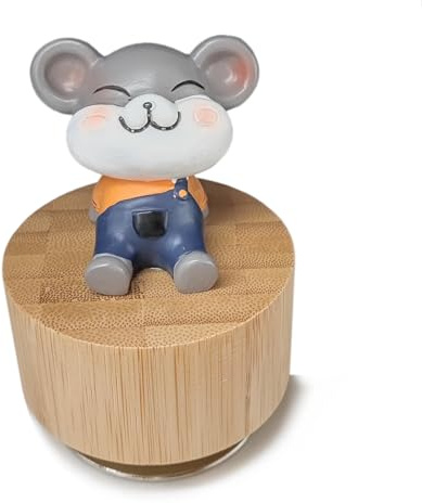 falado Mini caja de música giratoria de madera con bonito adorno de ratón (melodía: You are My Sunshine), gris y beige