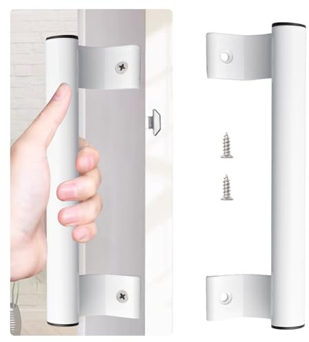 MOROBOR Sliding Door Pull, 1 Pack Aluminum Alloy Sliding Glass Door Pulls White Patio Door Handle Metal Modern Patio Door Handles for Right/Left 6.7 in Mounting Holes